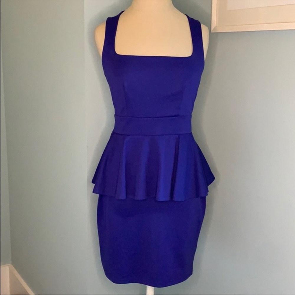 Royal Blue Peplum Bodycon Dress Size 4